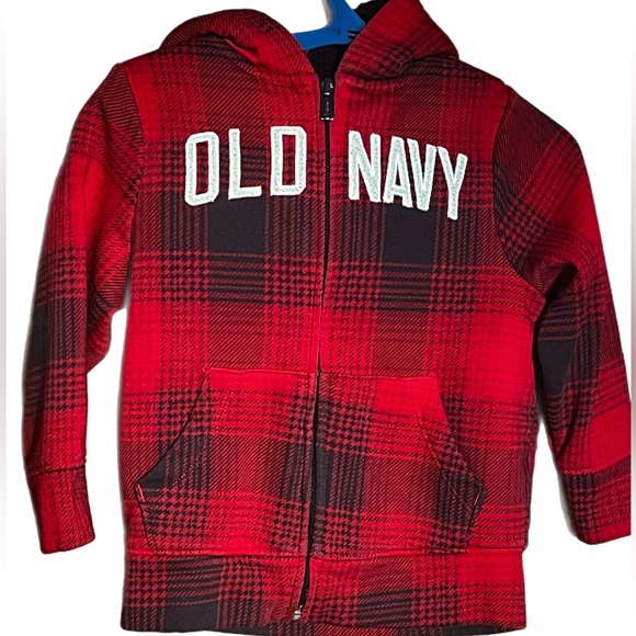 Old Navy Unisex Logo-Graphic Plaid Sherpa-Lined Zip Hoodie for Toddler - Picture 1 of 5